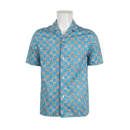 Louis Vuitton Blue Checkered Short-Sleeve Shirt M