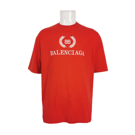 Balenciaga M Size Cotton Logo Crew Neck T-Shirt