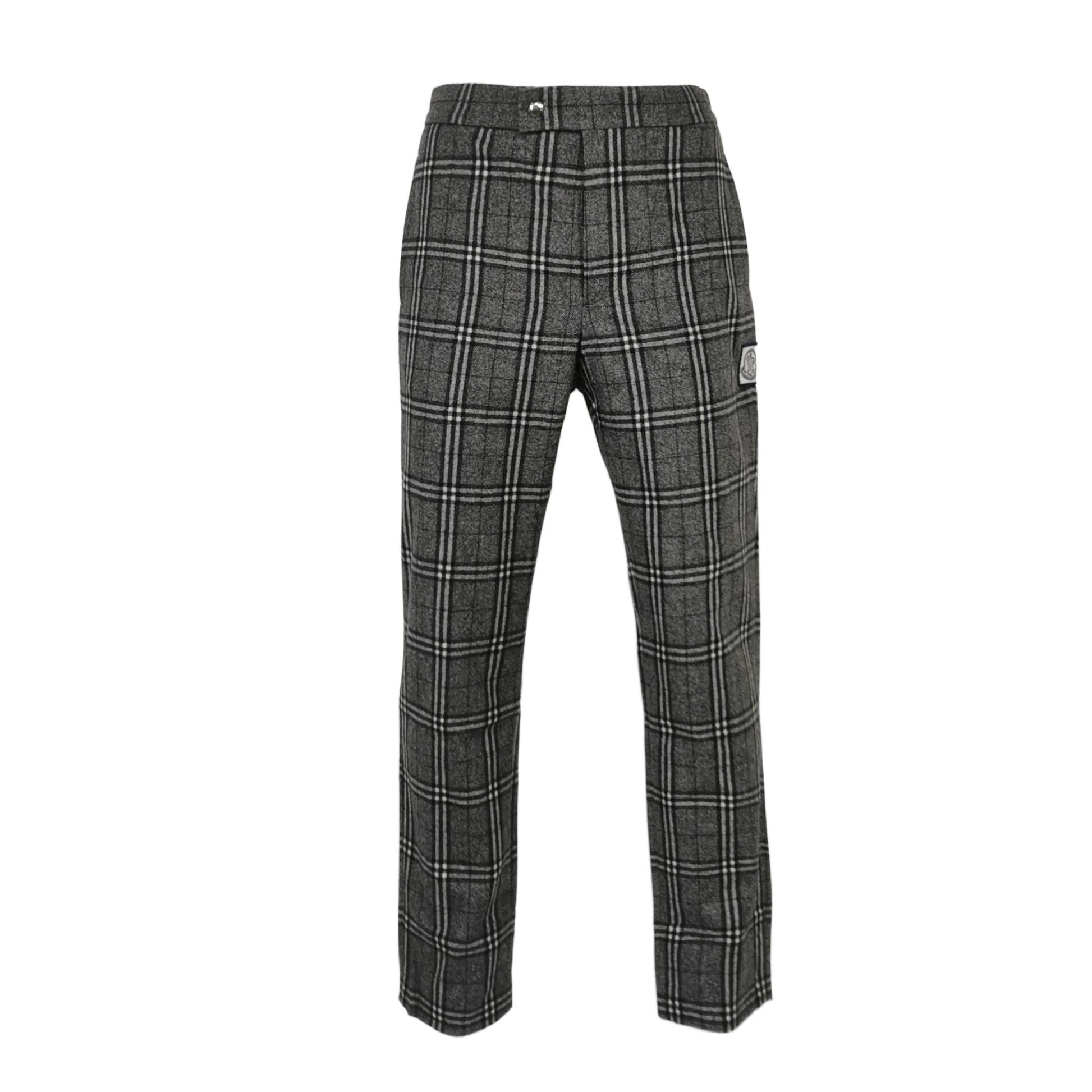 Moncler Wool Blend Plaid Logo Pants XXS/42