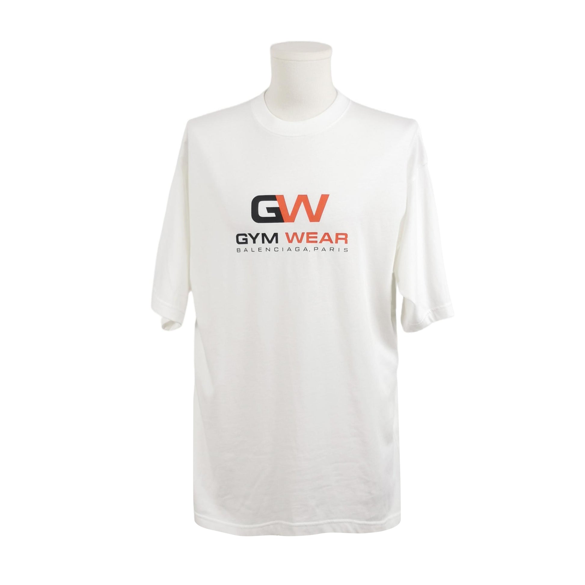 Balenciaga S Cotton Letter Print Crew Neck T-Shirt