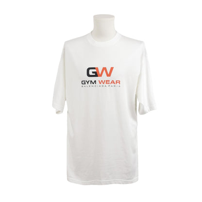 Balenciaga S Cotton Letter Print Crew Neck T-Shirt
