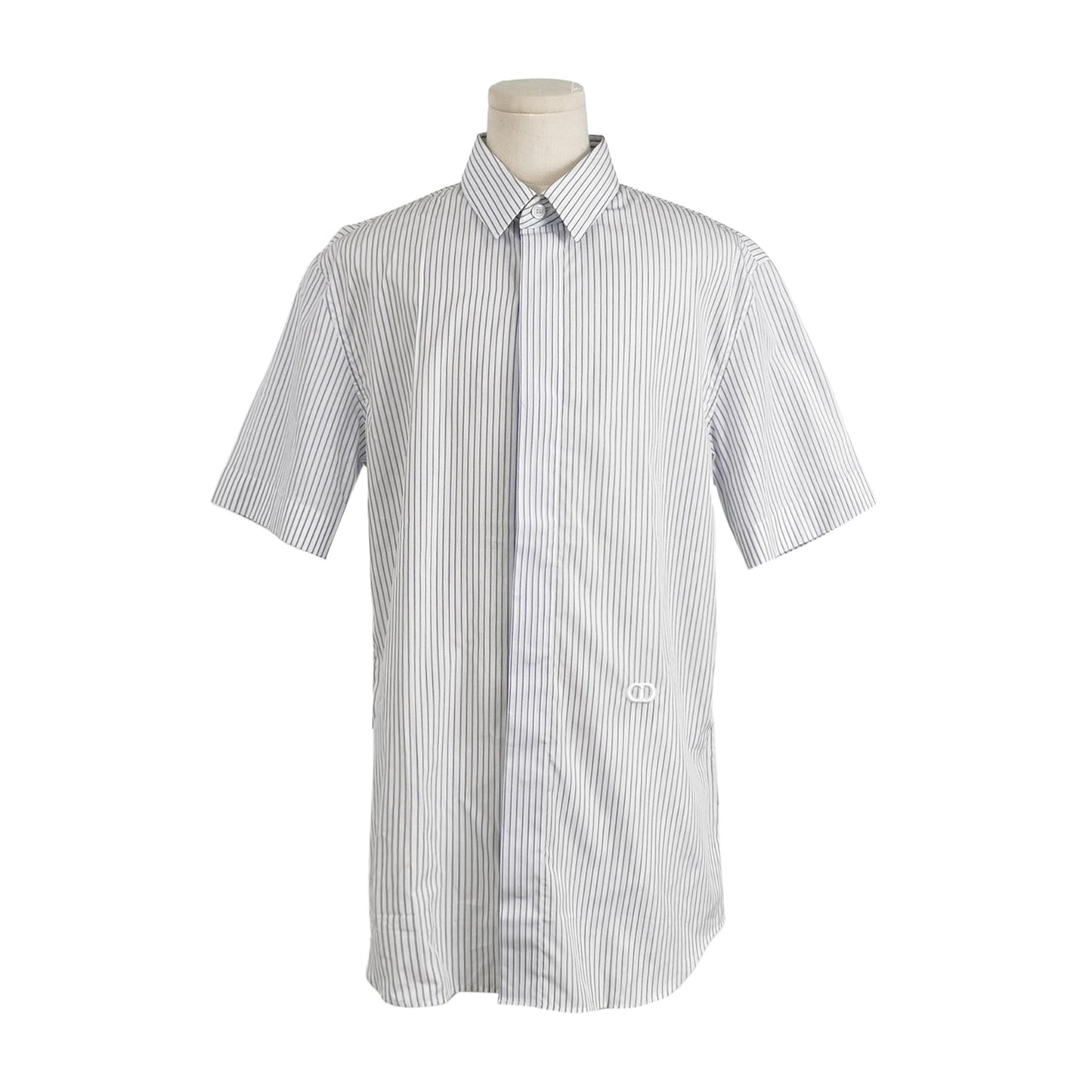 Dior Striped CD Embroidery Short-Sleeve Shirt