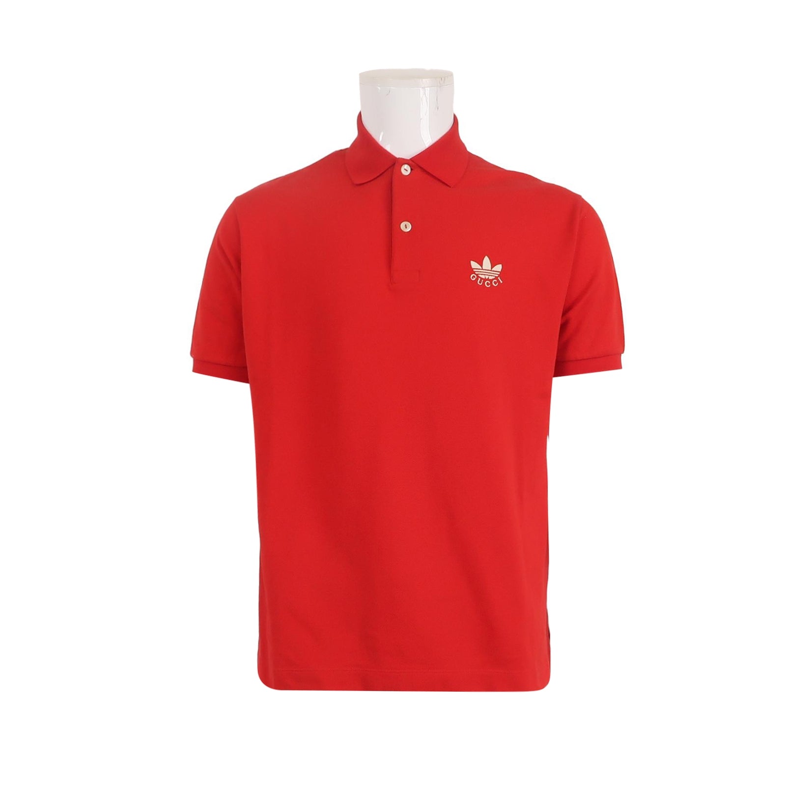 Gucci x adidas Red Cotton Logo Polo Shirt S