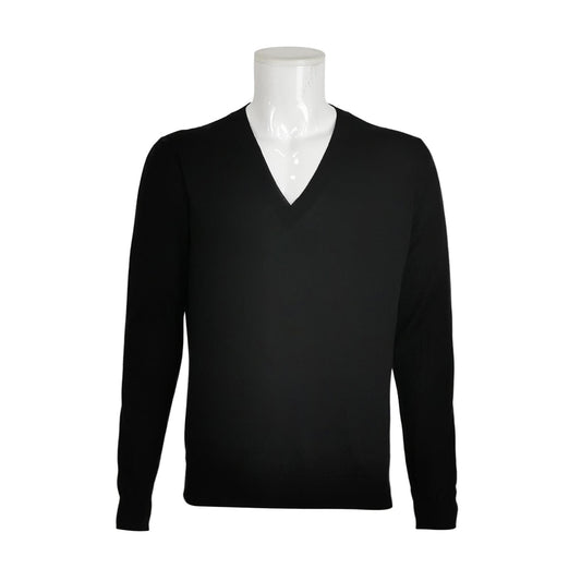 Prada Black Wool V-Neck Long-Sleeve Sweater