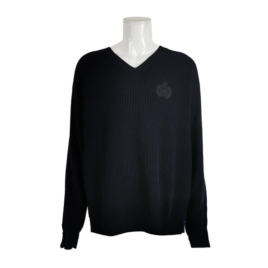 Balenciaga S Black V-Neck Ribbed Sweater