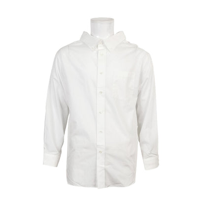 Balenciaga White Cotton Spread Collar Shirt XXXS