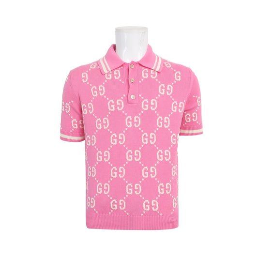 Gucci Pink GG Pattern Short Sleeve Sweater XS