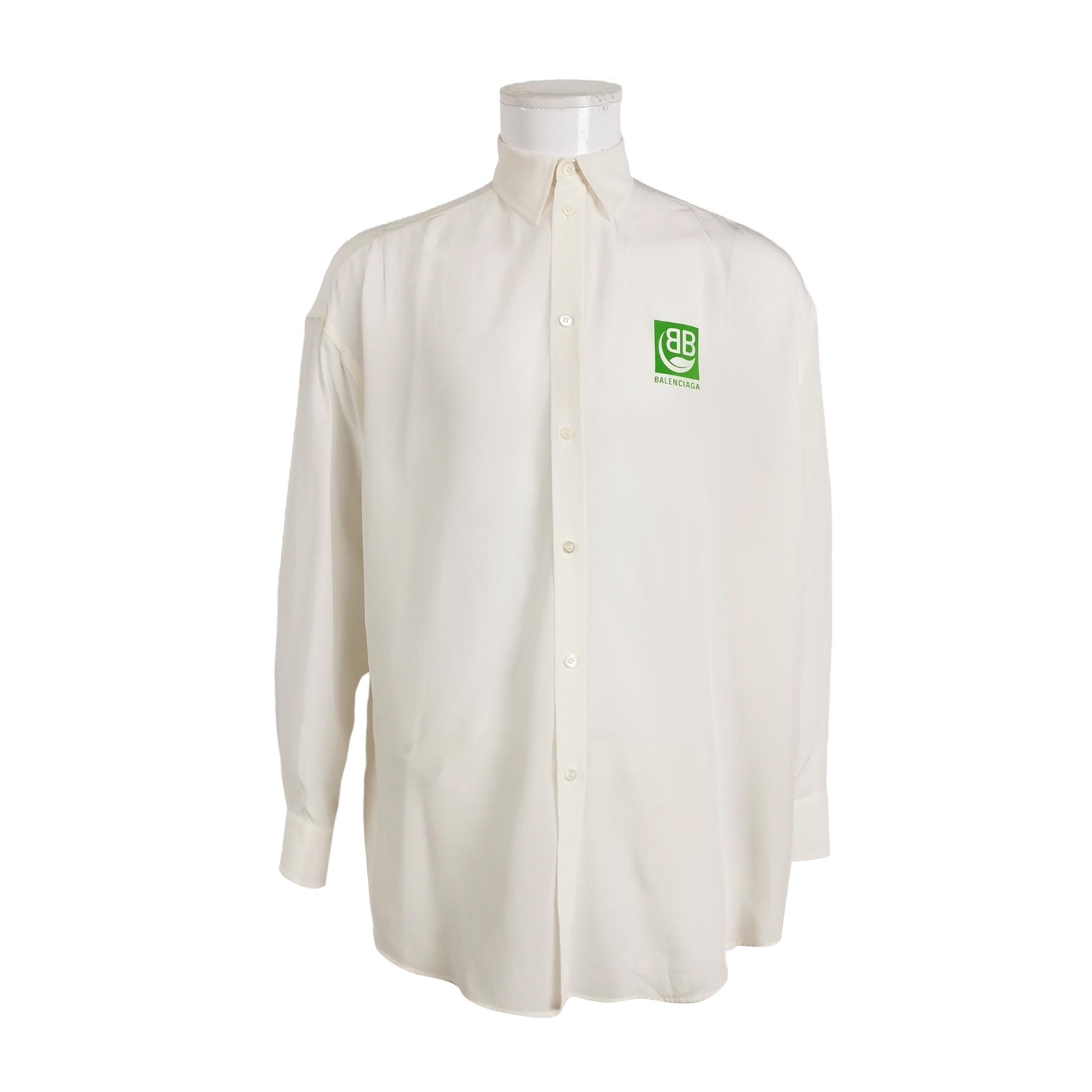 Balenciaga Silk Logo Collar Shirt XS