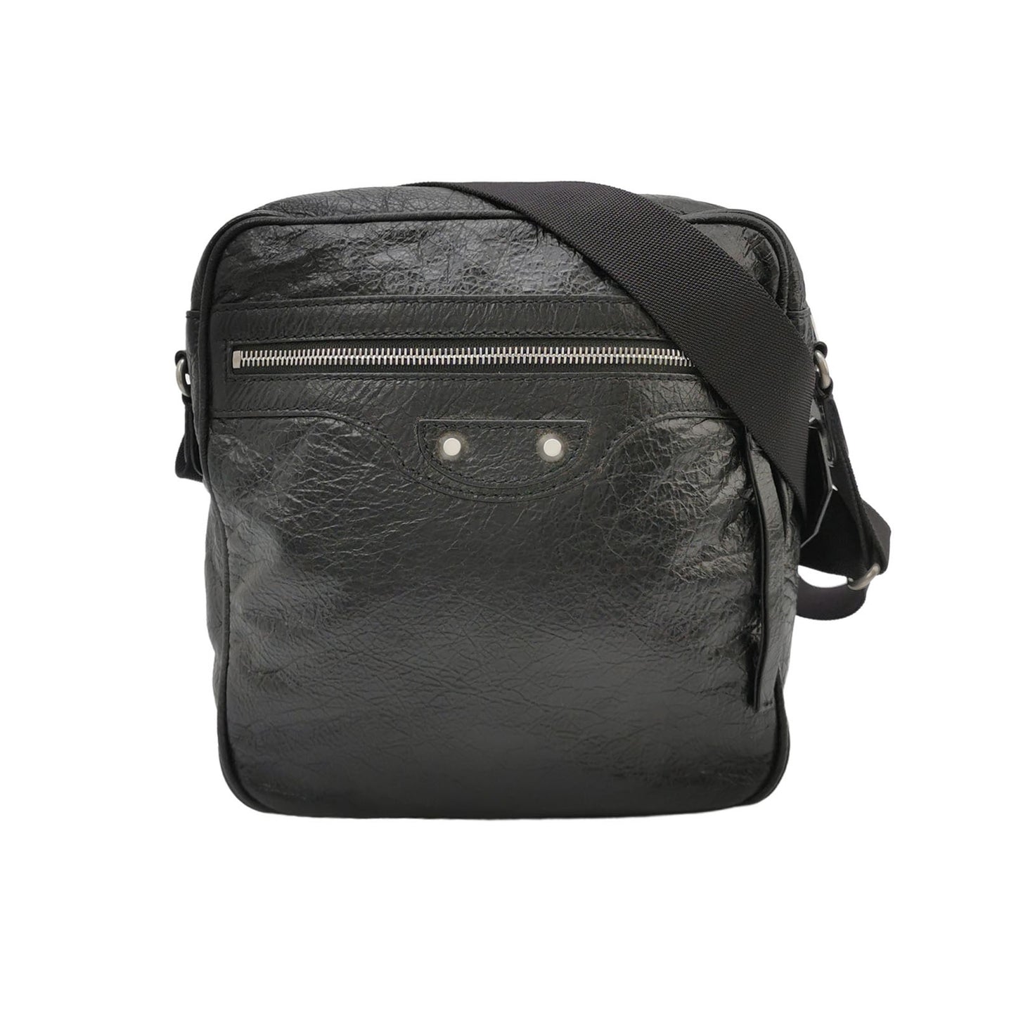 Balenciaga Waxed Leather Studded Crossbody Bag