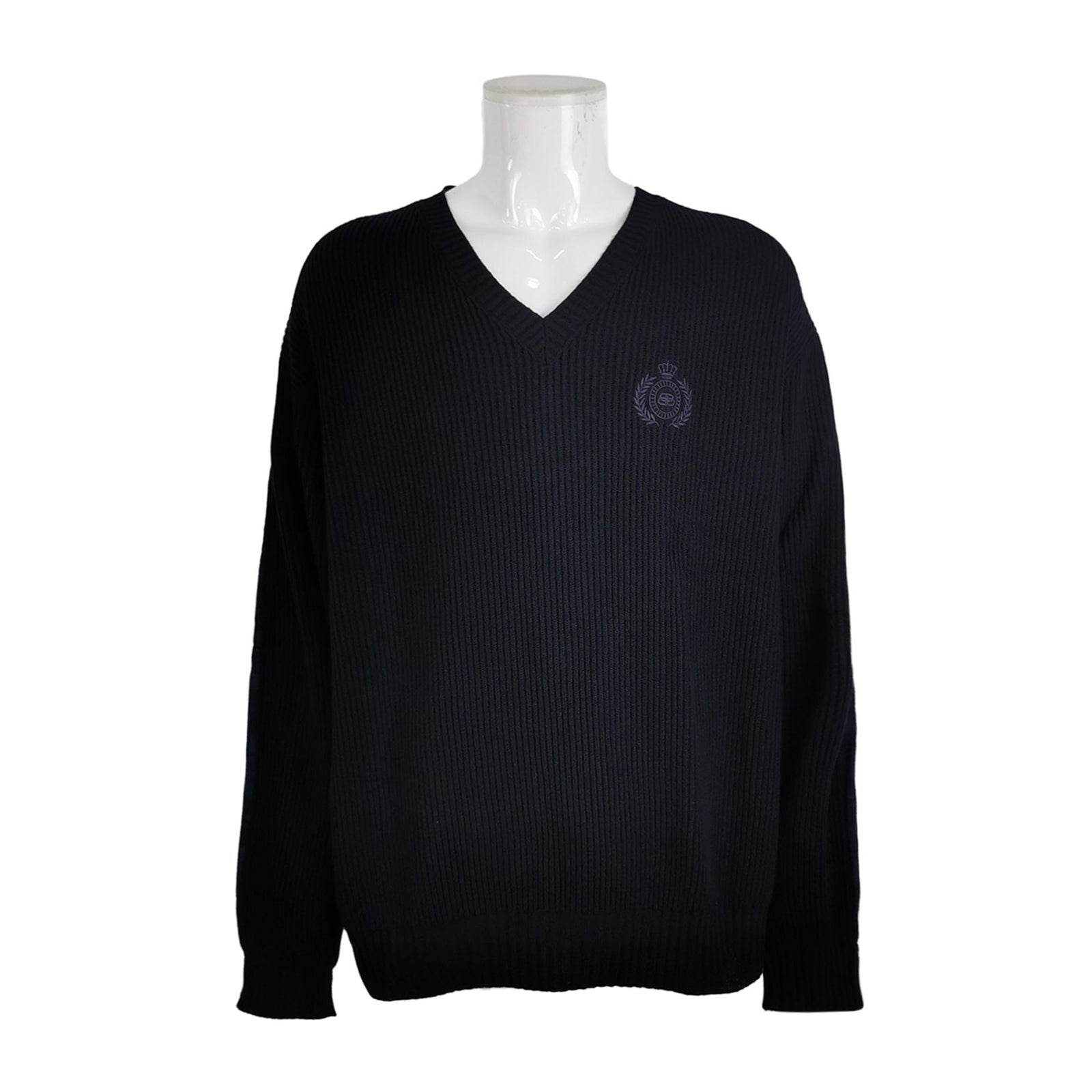 Balenciaga S Size V-Neck Ribbed Sweater