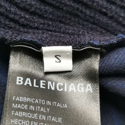 Balenciaga S Black V-Neck Ribbed Sweater