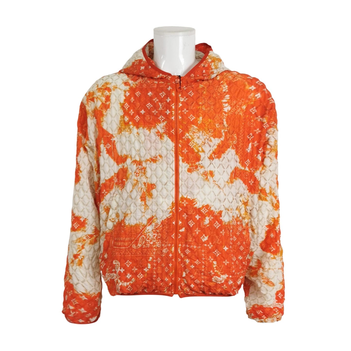 Louis Vuitton Orange Multi-Pattern Zip Hooded Jacket