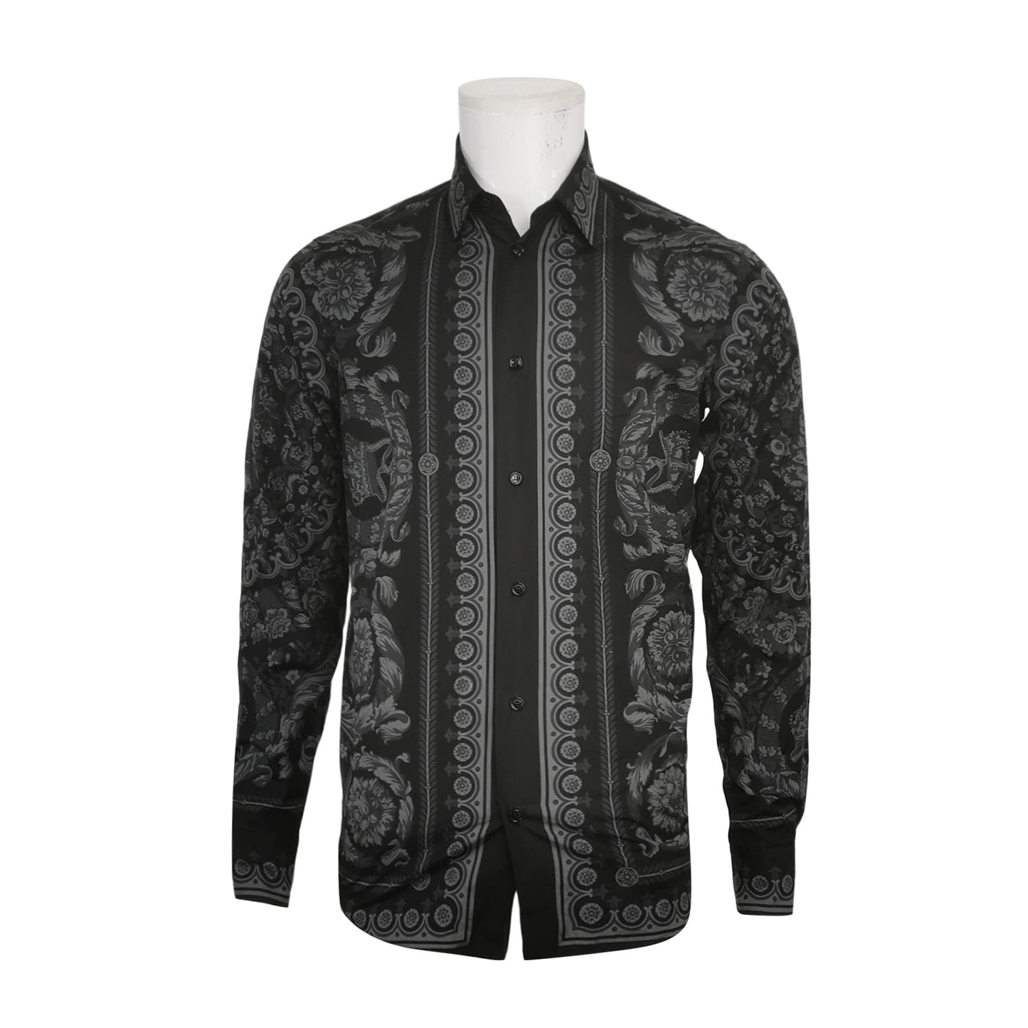 Versace XS Black Gray Floral Print Shirt