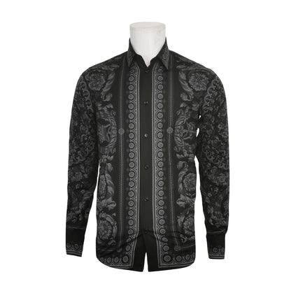 Versace XS Black Gray Floral Print Shirt