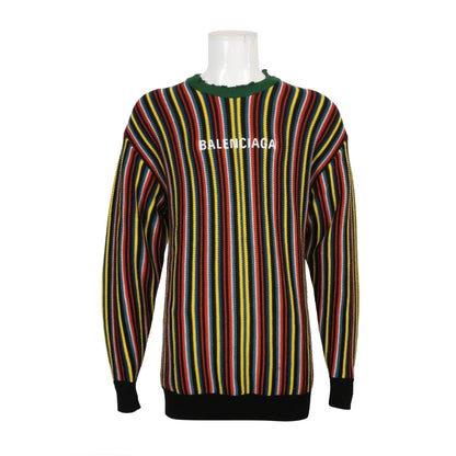 Balenciaga Striped Logo Crewneck Sweater XS