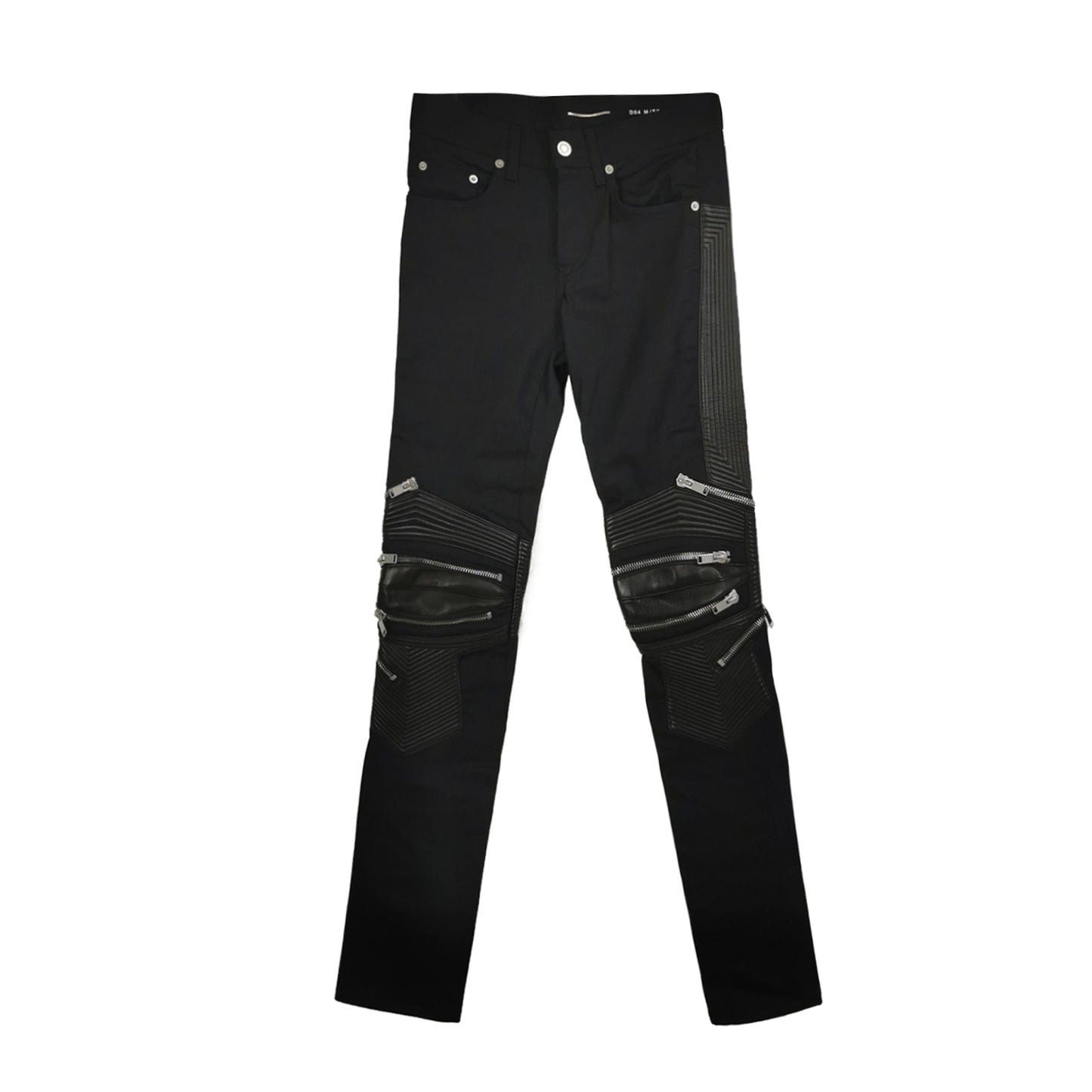 Saint Laurent Men's Cotton-Leather Zip Detail Pants