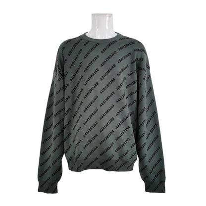 Balenciaga Wool Blend All-Over Letter Print Sweater XL