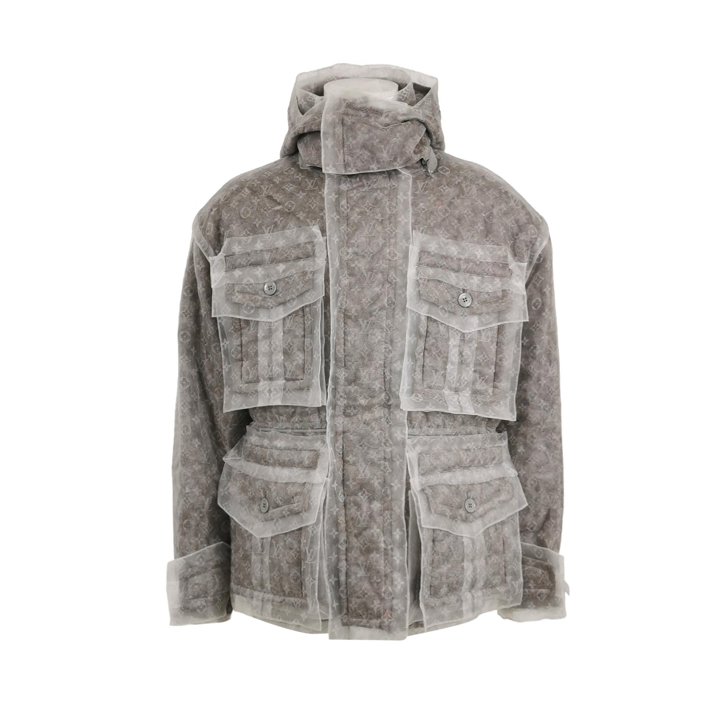 Louis Vuitton Monogram Organza Padded Coat L