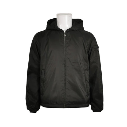 Prada S Size Solid Hooded Triangle Logo Padded Jacket