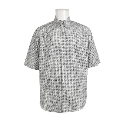 Balenciaga Letter Print Short-Sleeve Cotton Shirt