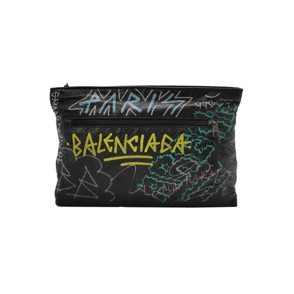 Balenciaga Graffiti Oil Wax Leather Clutch