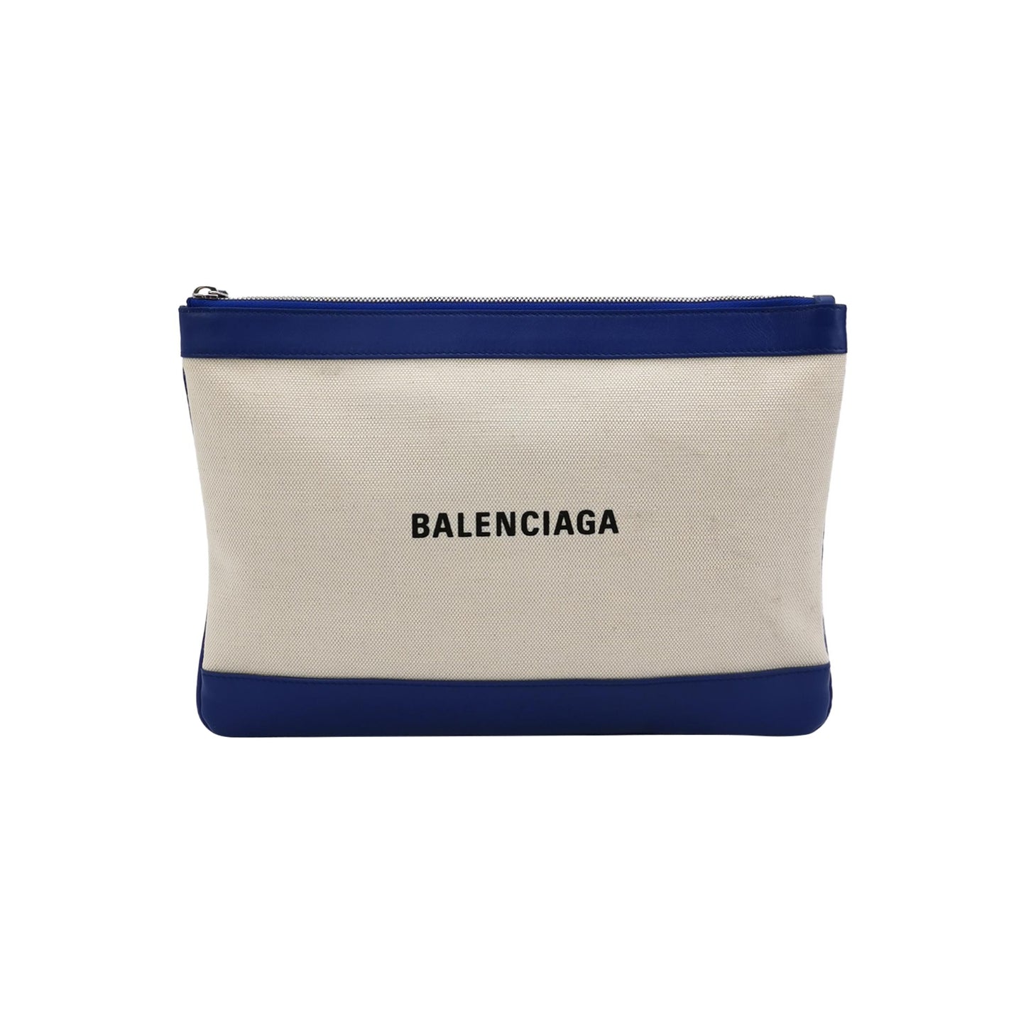 Balenciaga Colorblock Logo Canvas Leather Clutch