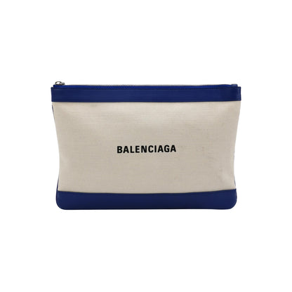 Balenciaga Colorblock Logo Canvas Leather Clutch