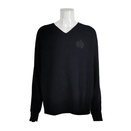 Balenciaga S Black V-Neck Ribbed Sweater