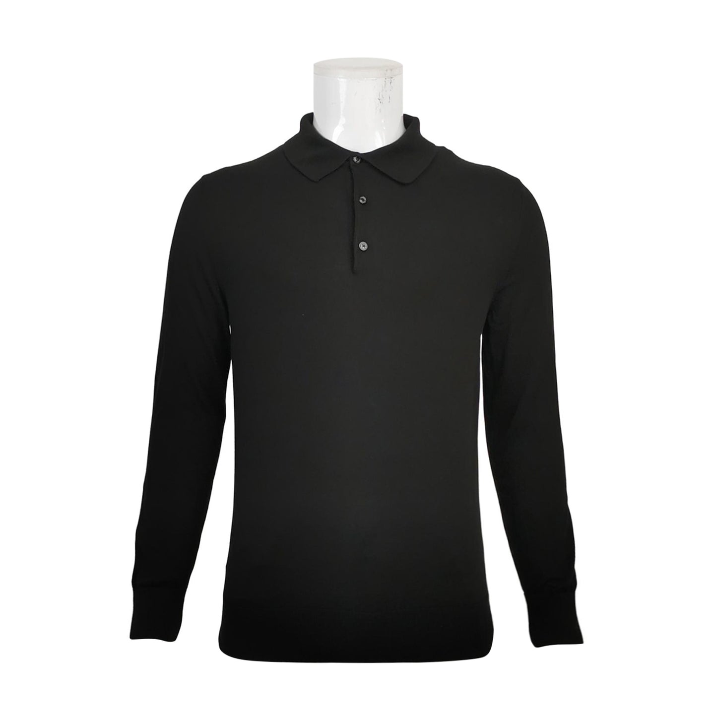 Moncler L Cotton Solid Collar Long-Sleeve Knit