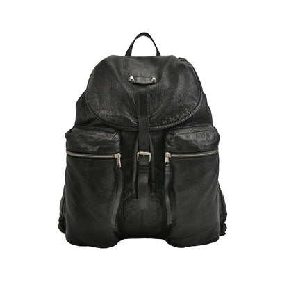 Balenciaga Black Leather Flap Backpack