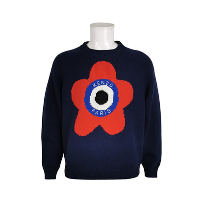 Kenzo L Wool-Cotton Blend Floral Crewneck Sweater