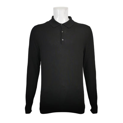 Moncler XL Cotton Solid Lapel Long-Sleeve Knit