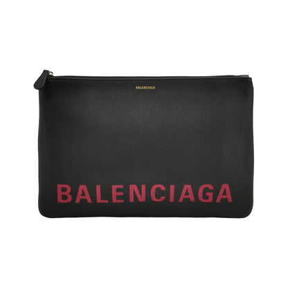 Balenciaga Leather Logo Zip Clutch