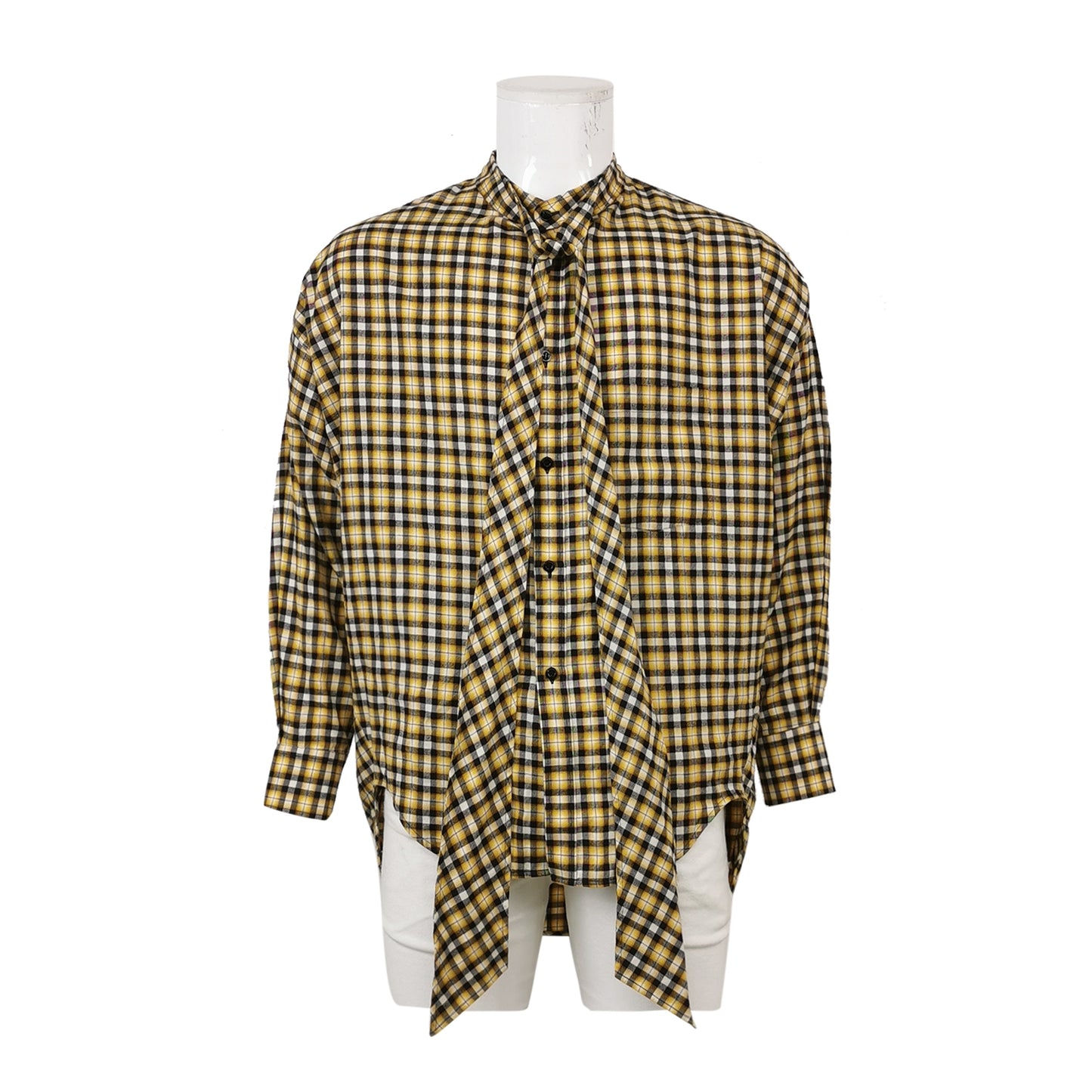 Balenciaga Cotton Check Logo Collared Long-Sleeve Shirt
