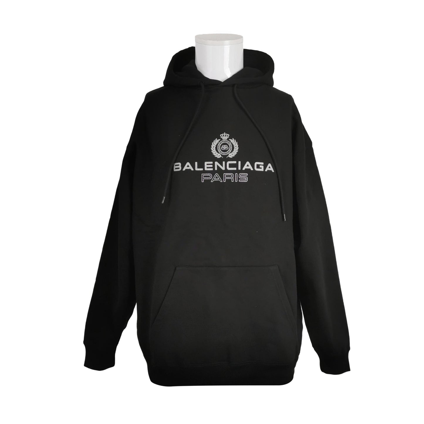 Balenciaga S Black Logo Cotton Hoodie