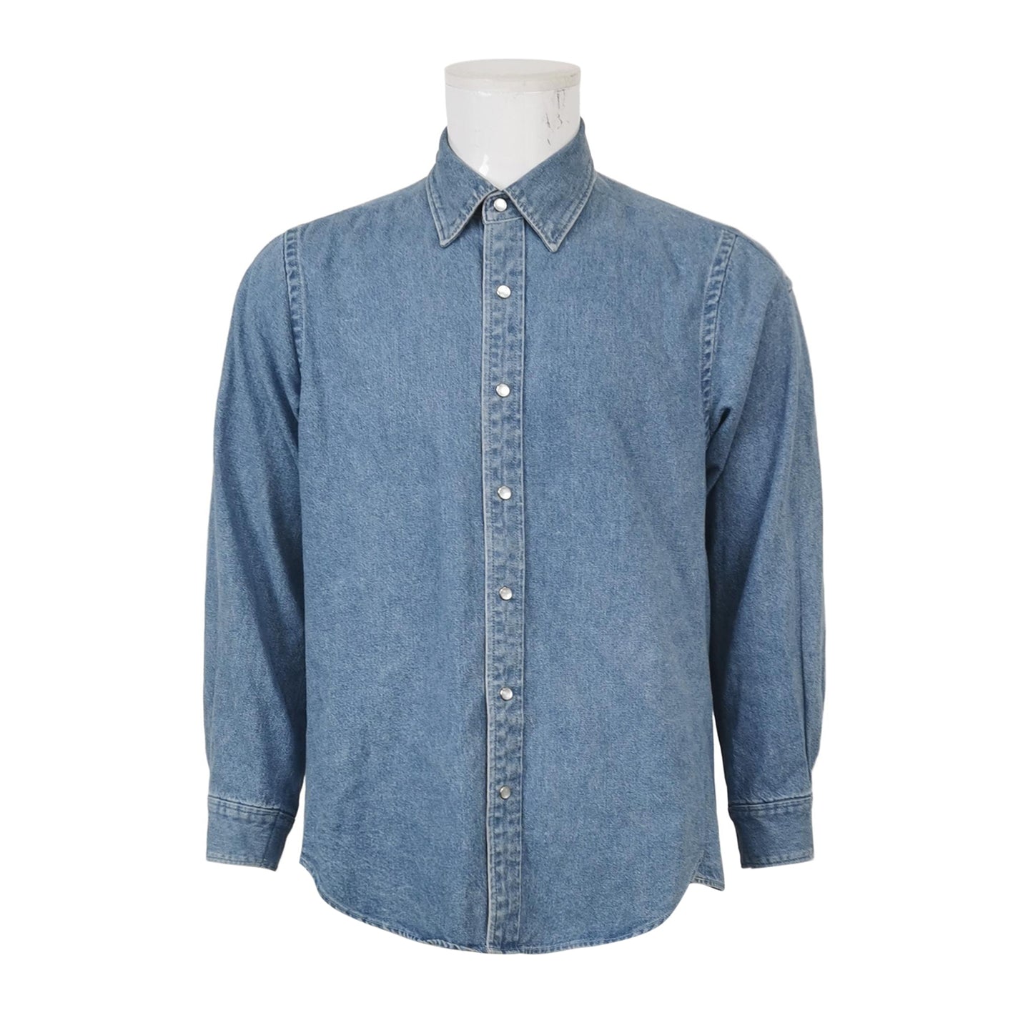 Balenciaga Denim Button-Down Long-Sleeve Shirt XS