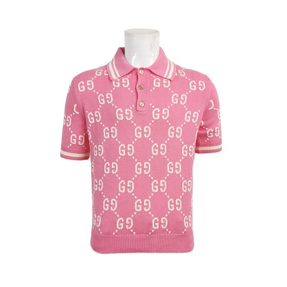 Gucci Pink GG Logo Polo Shirt M