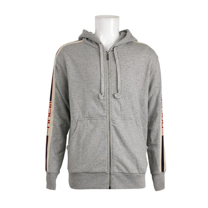Gucci Gray Cotton Logo Hooded Jacket L