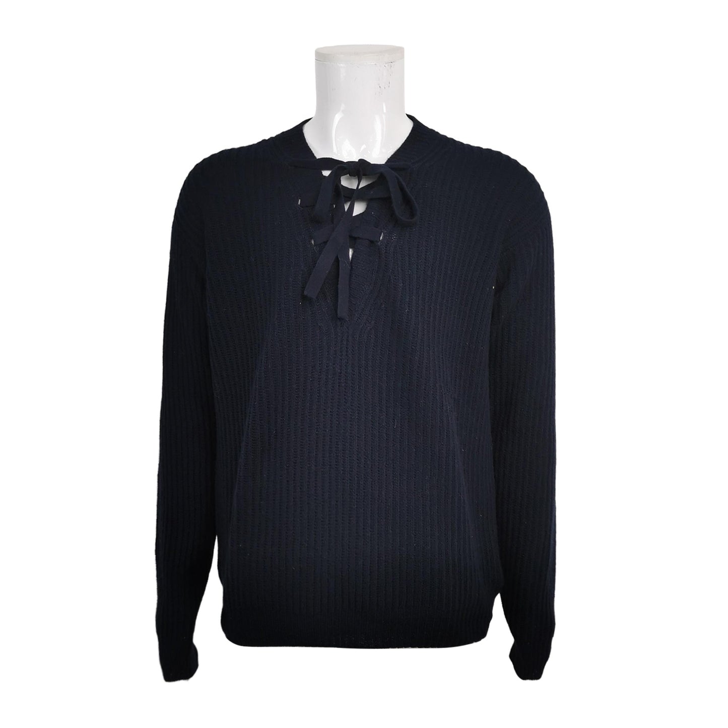 Prada Wool-Cashmere Lace-Up Long-Sleeve Sweater