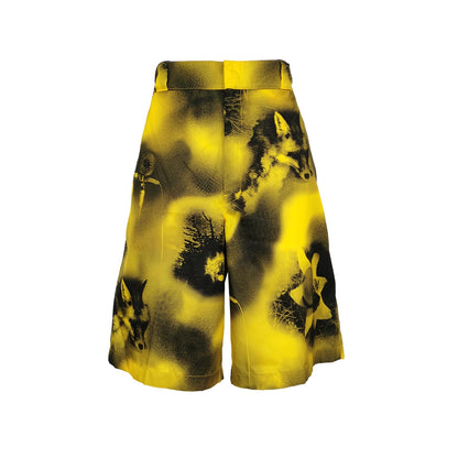 Prada M Size Wolf Print Yellow Shorts