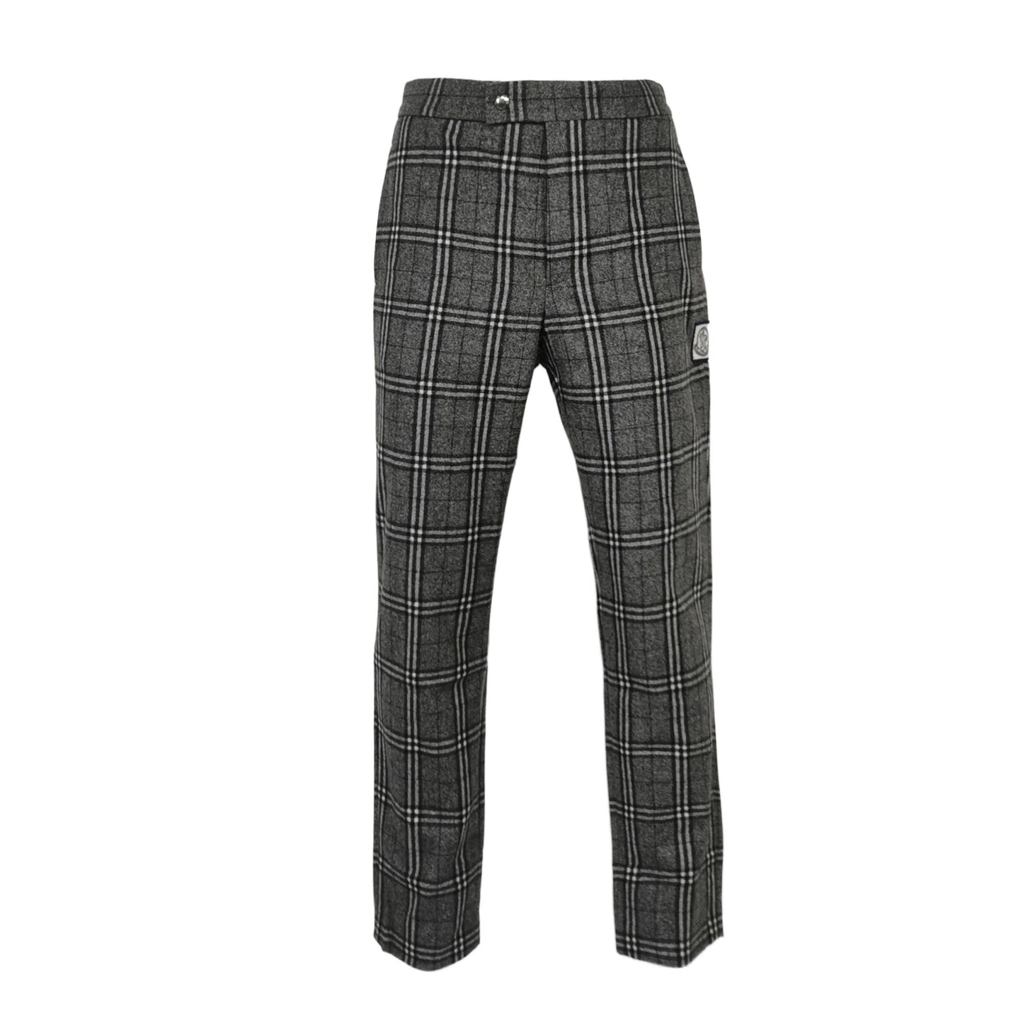 Moncler Wool Blend Plaid Logo Pants XXS/42