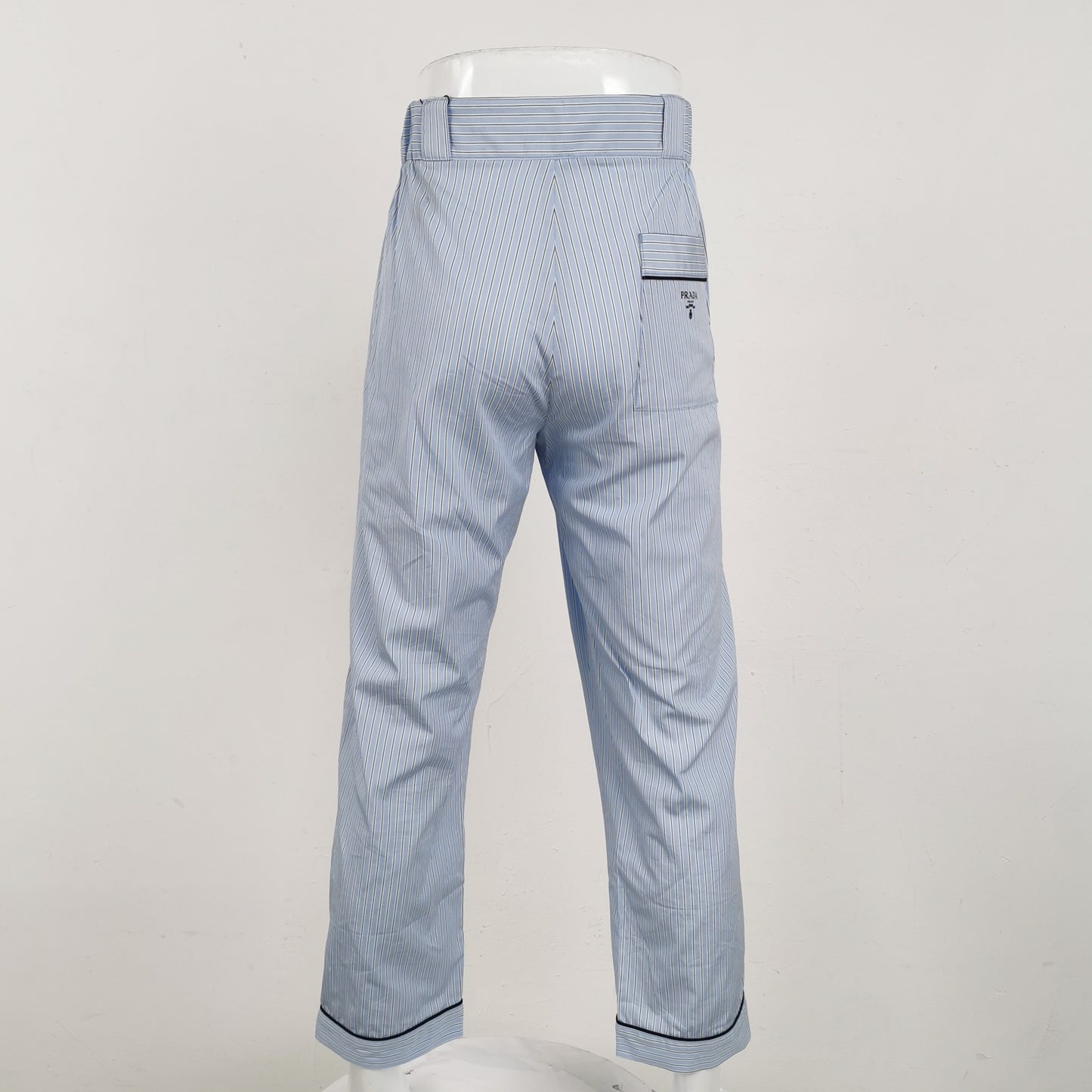 Prada Cotton Striped Straight-Leg Trousers L