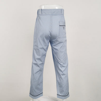 Prada Cotton Striped Straight-Leg Trousers L