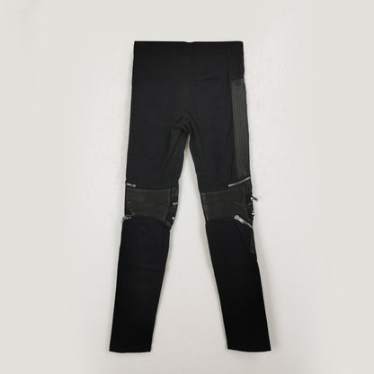 Saint Laurent Men's Cotton-Leather Zip Detail Pants