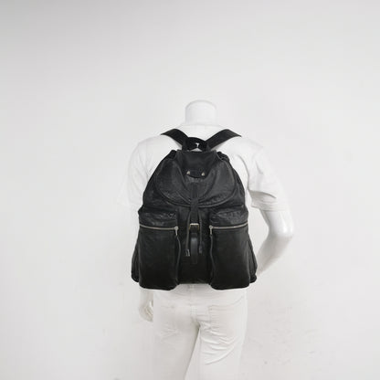 Balenciaga Black Leather Flap Backpack