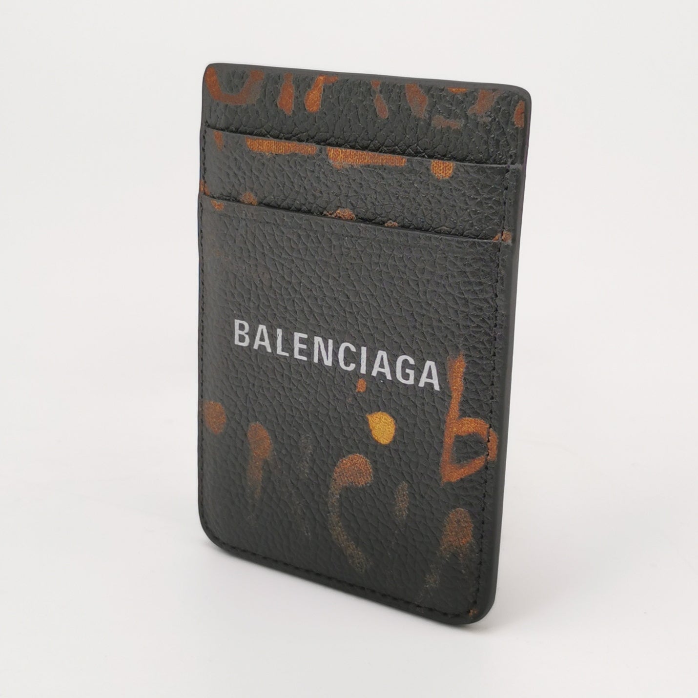 Balenciaga Leather Colorblock Logo Card Holder