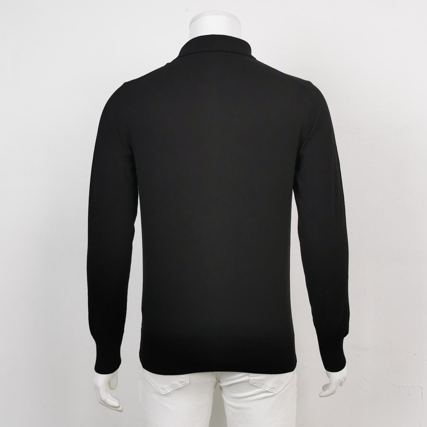 Moncler L Cotton Solid Collar Long-Sleeve Knit