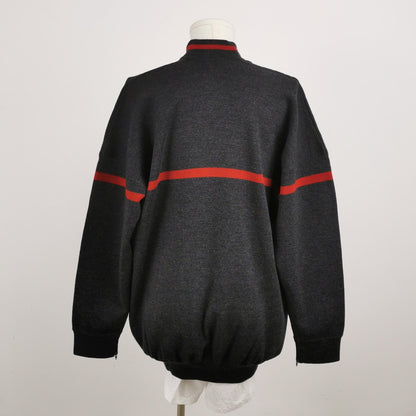 Balenciaga XS Wool Blend Colorblock Logo V-Neck Sweater