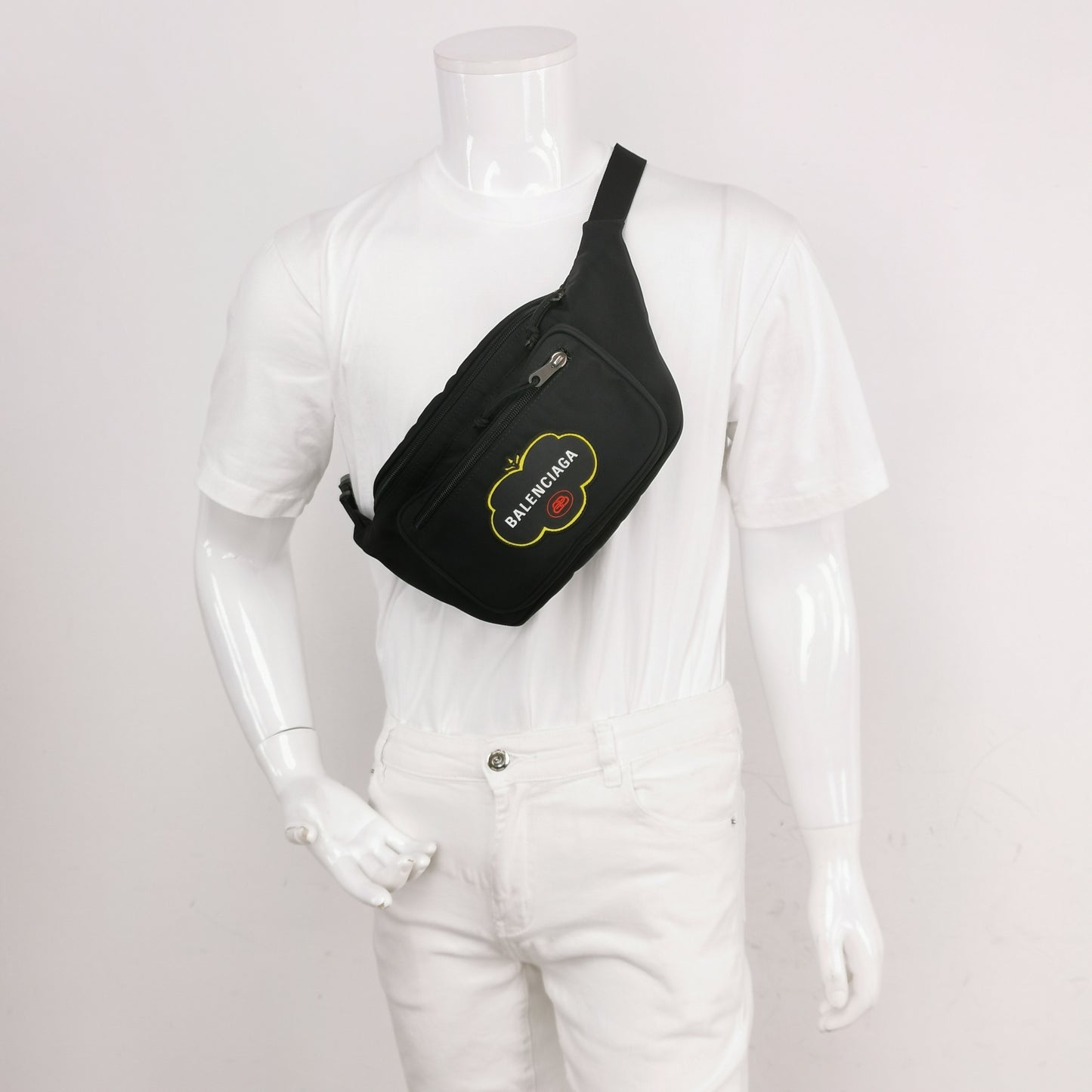 Balenciaga Nylon Logo Zip Fanny Pack