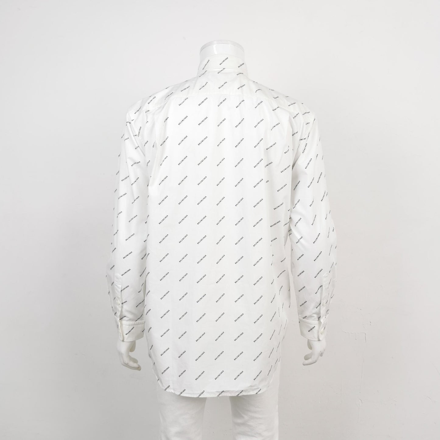 Balenciaga XS Cotton Logo Print Button-Down Shirt